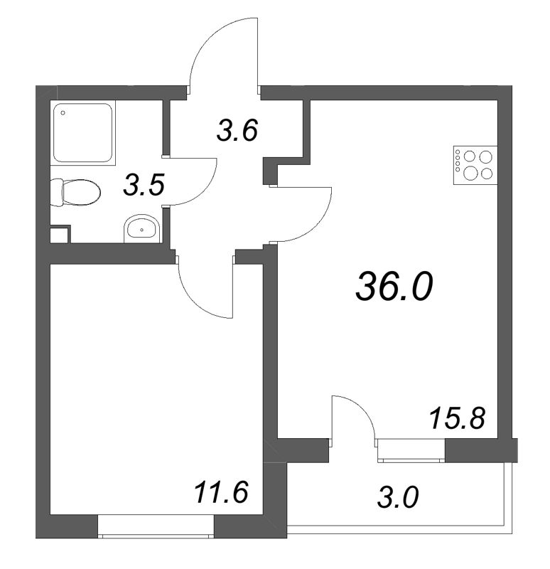 2 ккв (Евро) 36 м²
