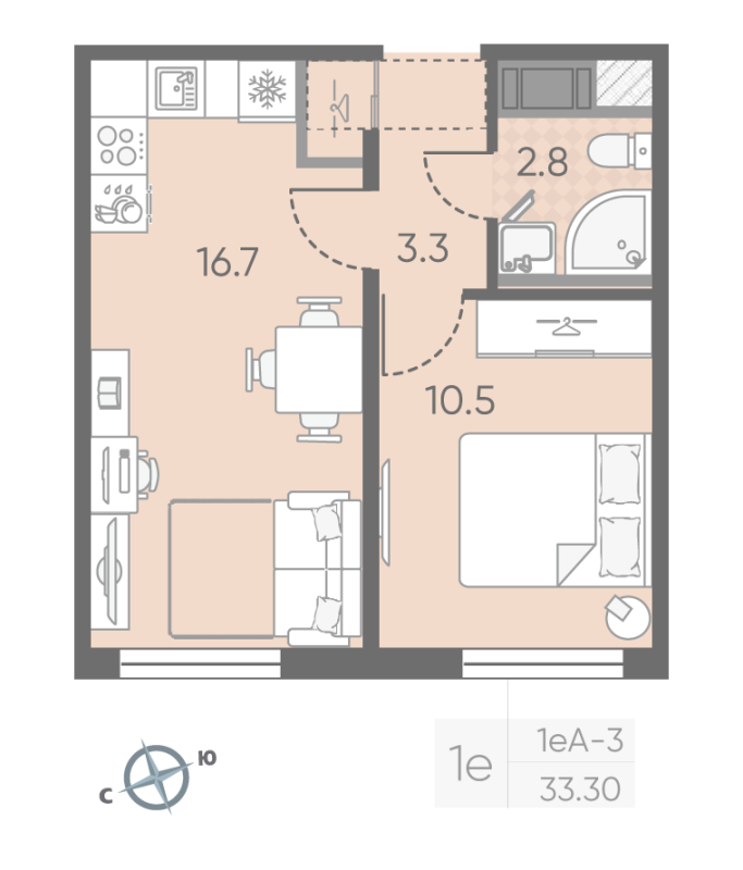 2 ккв (Евро) 33,3 м²