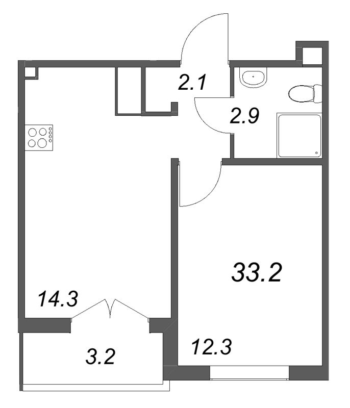 1 ккв 33,2 м²