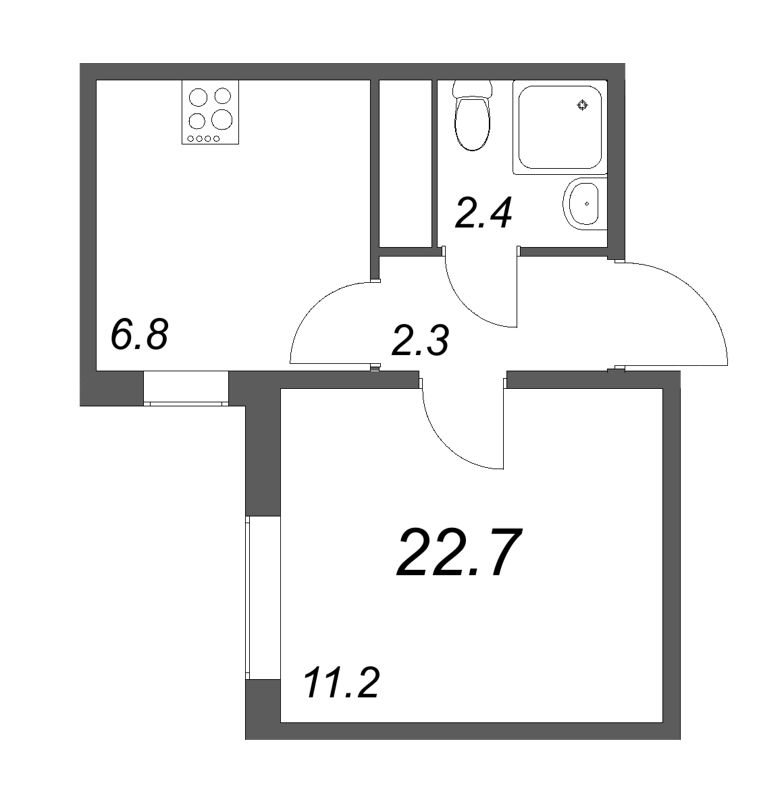 Студия 23,1 м²