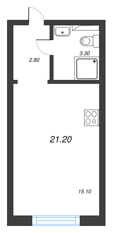 Студия 21,2 м²