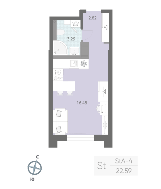 Студия 22,6 м²