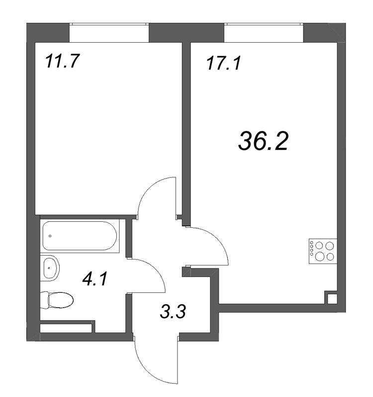2 ккв (Евро) 36,2 м²