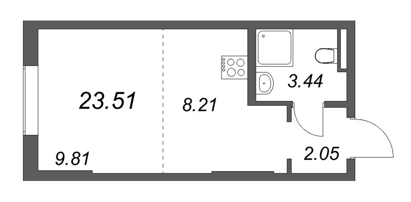 Студия 23,5 м²