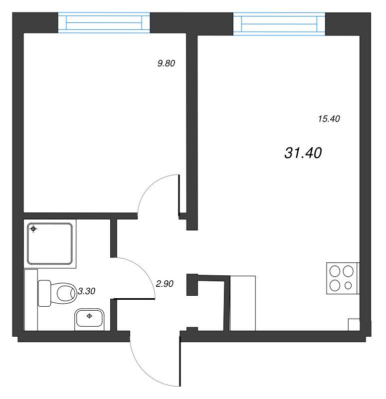 2 ккв (Евро) 31,4 м²