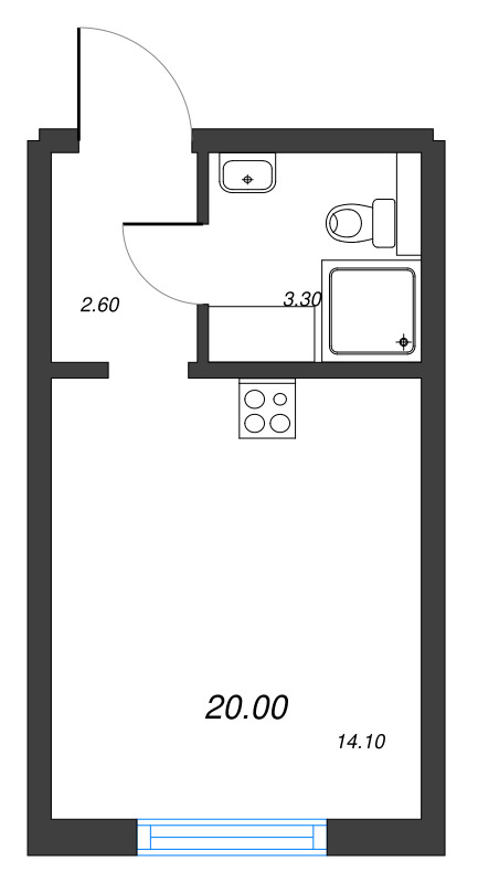 Студия 20 м²