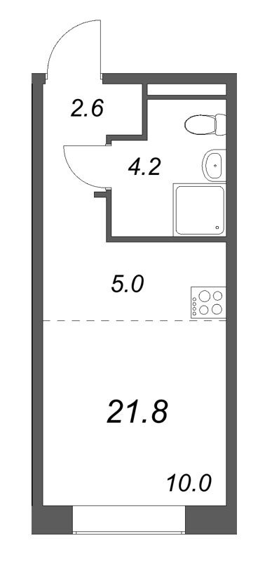 Студия 21,8 м²
