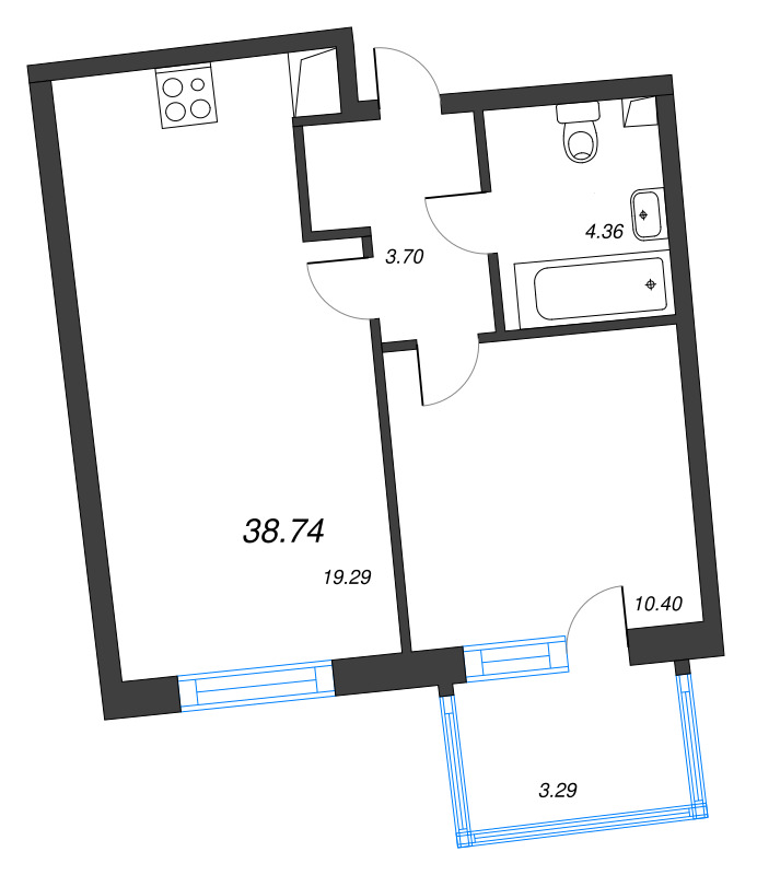 2 ккв (Евро) 38,7 м²