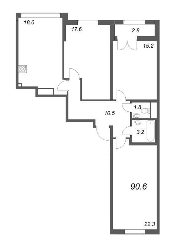 4 ккв (Евро) 90 м²