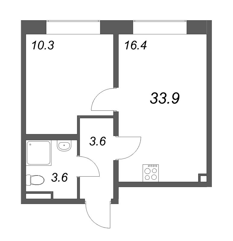 2 ккв (Евро) 33,9 м²