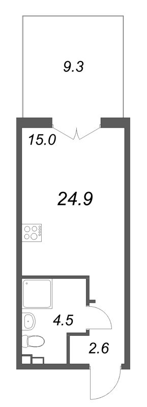 Студия 24,9 м²