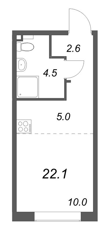 Студия 22,1 м²
