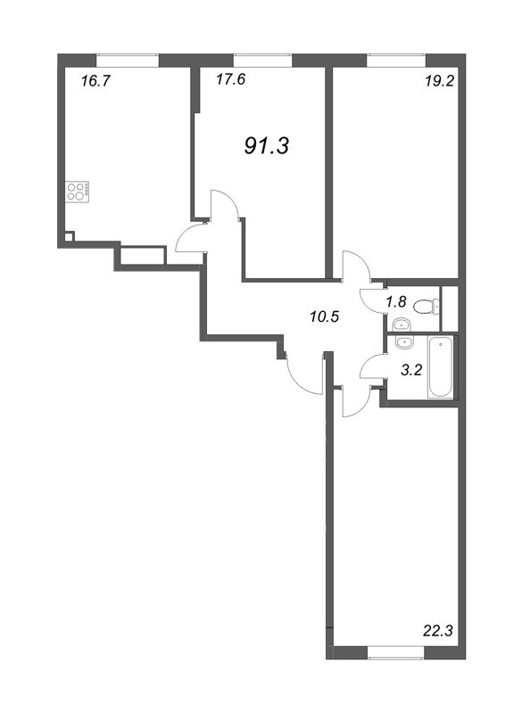 4 ккв (Евро) 90,8 м²