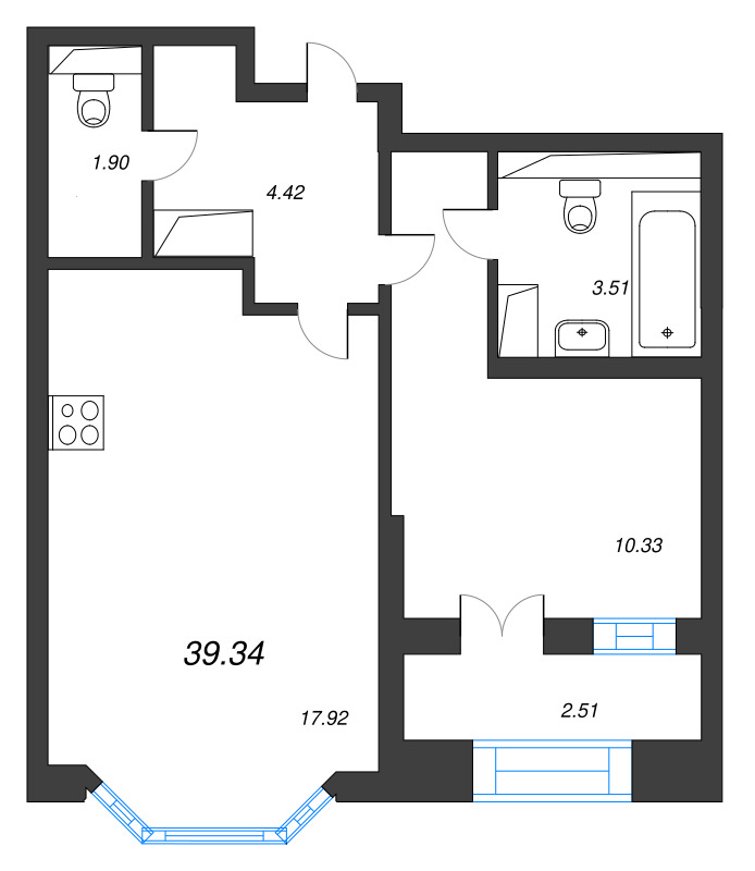 2 ккв (Евро) 39,3 м²