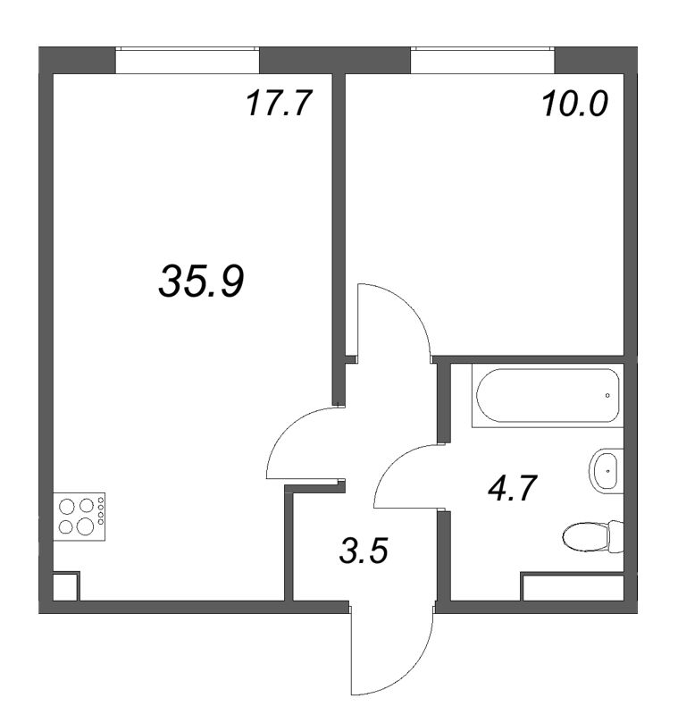 2 ккв (Евро) 35,9 м²
