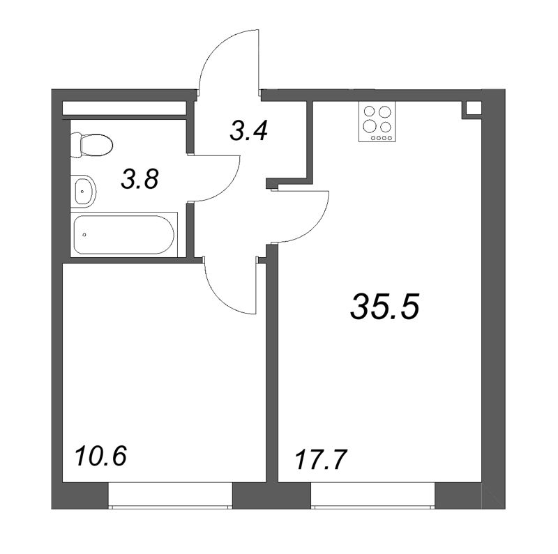 2 ккв (Евро) 35,5 м²