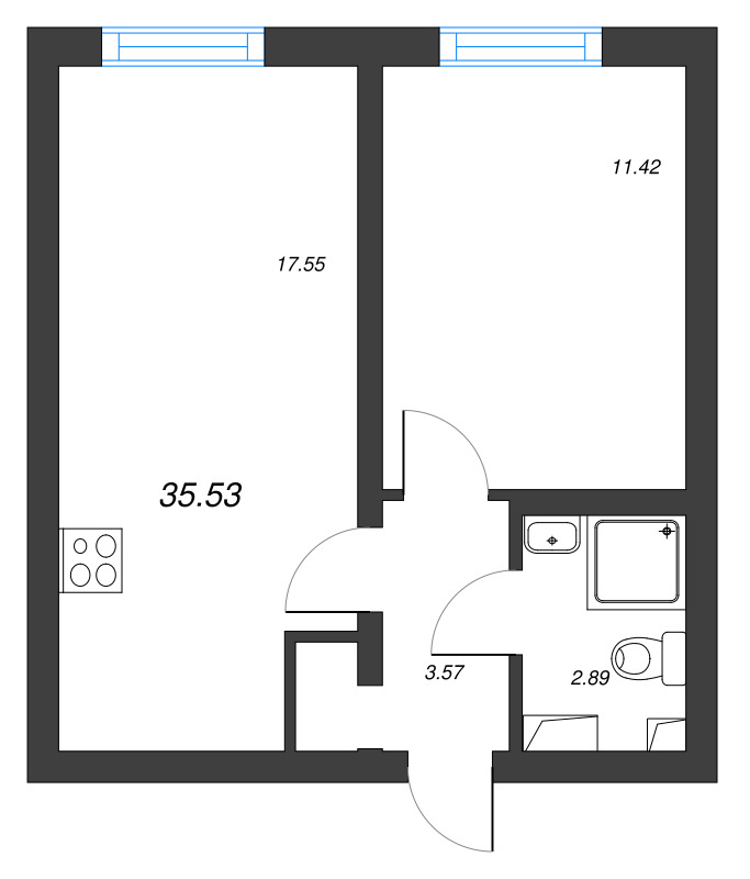 2 ккв (Евро) 35,5 м²