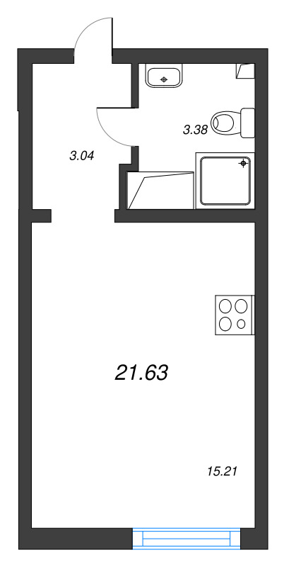 Студия 21,6 м²