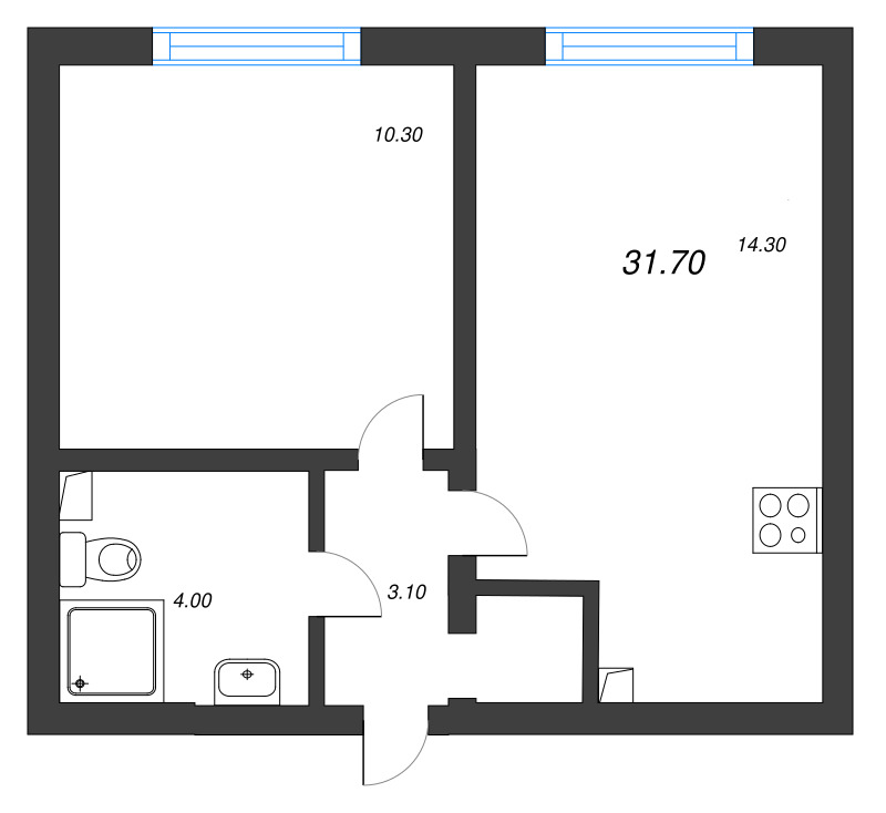 1 ккв 31,7 м²