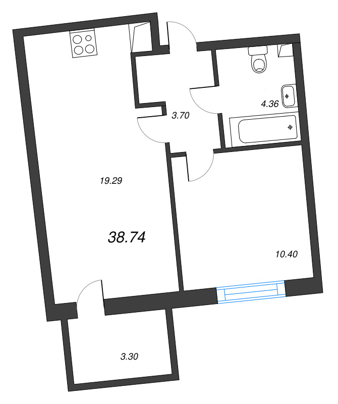 2 ккв (Евро) 38,7 м²