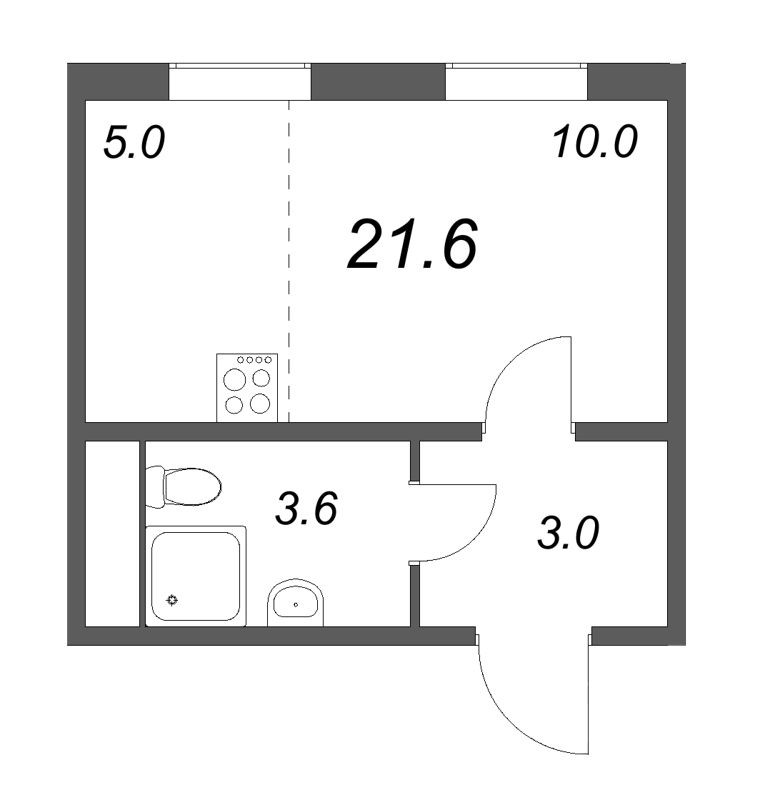 Студия 21,6 м²
