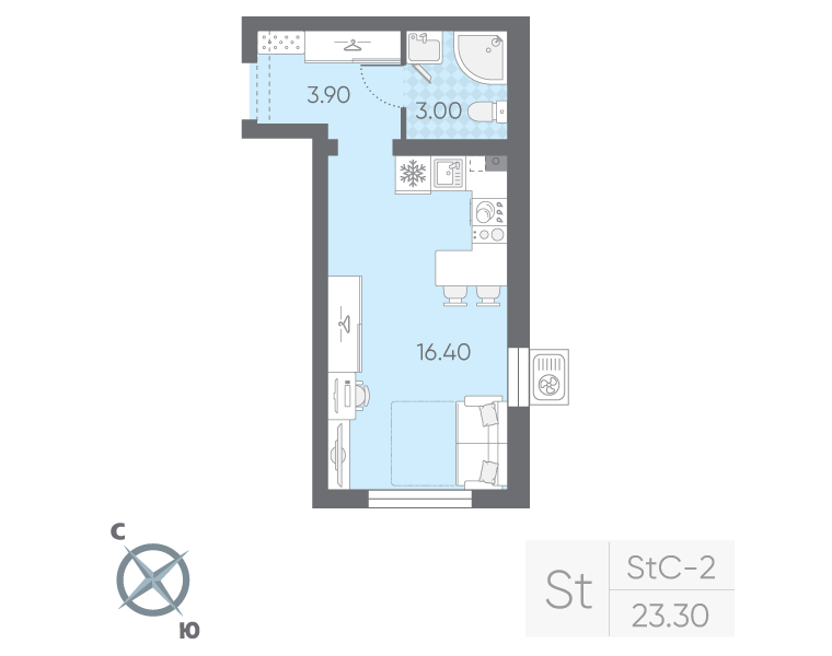 Студия 23,3 м²