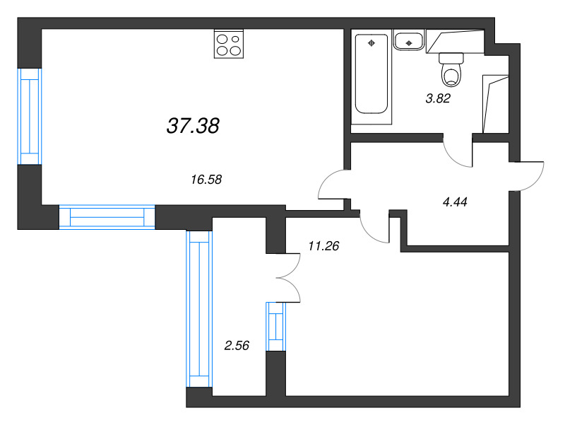 2 ккв (Евро) 37,4 м²