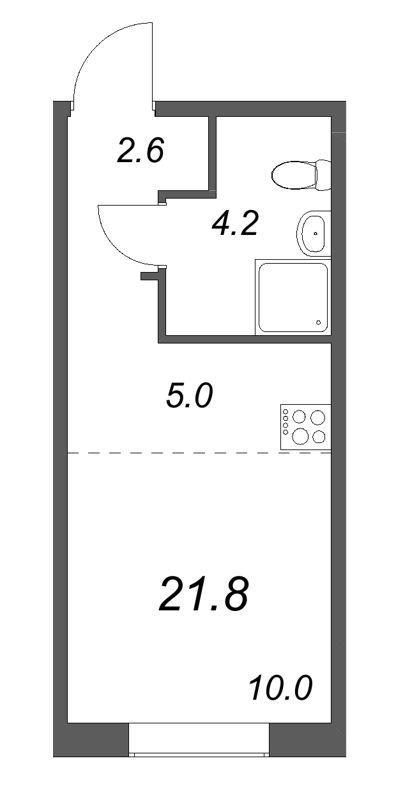 Студия 21,8 м²