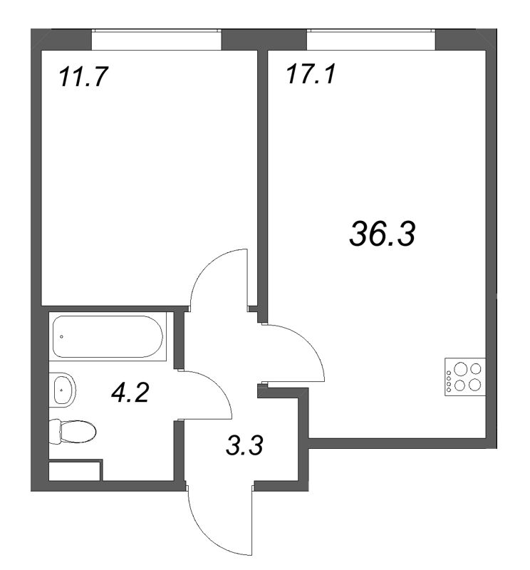2 ккв (Евро) 36,3 м²