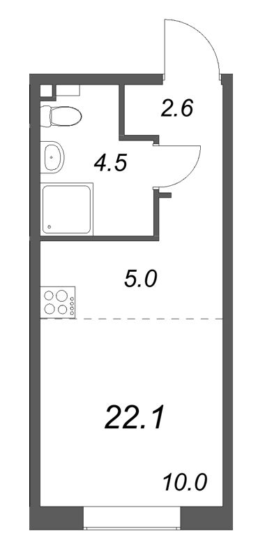 Студия 22,1 м²