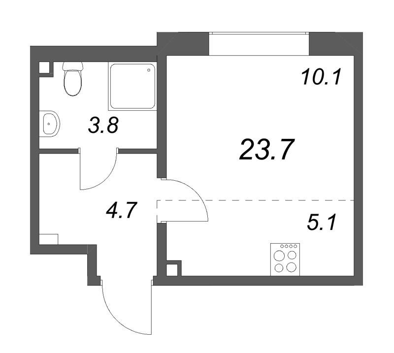 Студия 23,7 м²