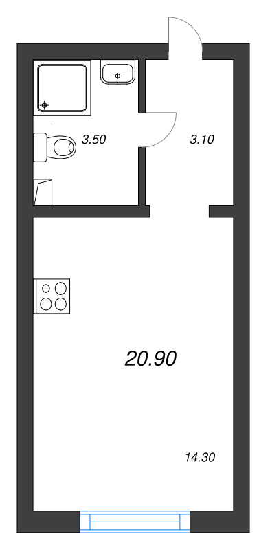 Студия 20,9 м²