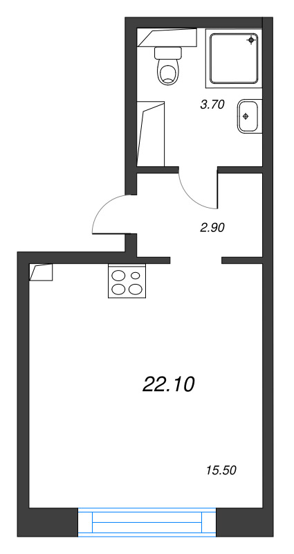 Студия 22,1 м²