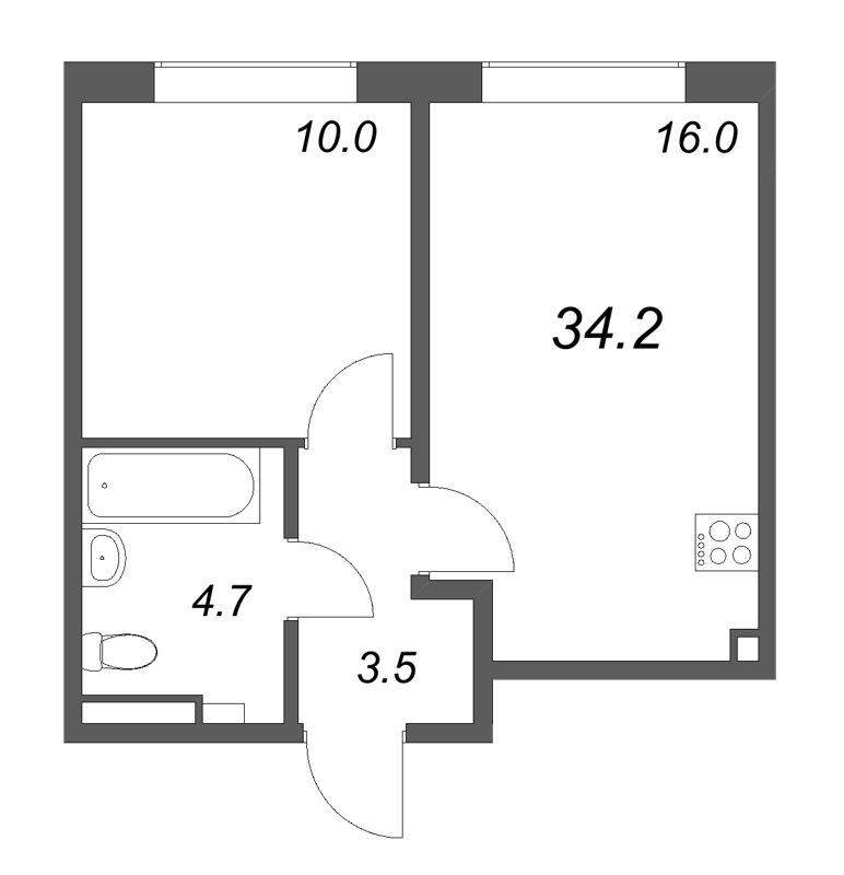 2 ккв (Евро) 34,2 м²