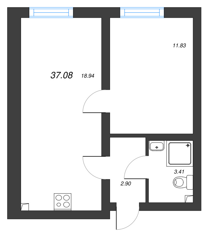 2 ккв (Евро) 37,1 м²