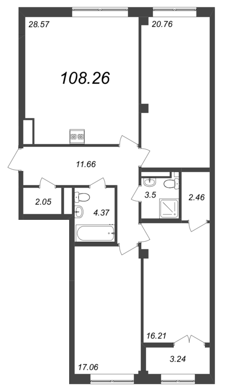 4 ккв (Евро) 108 м²