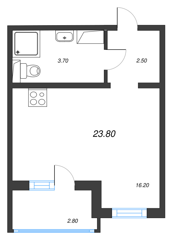 Студия 23,8 м²