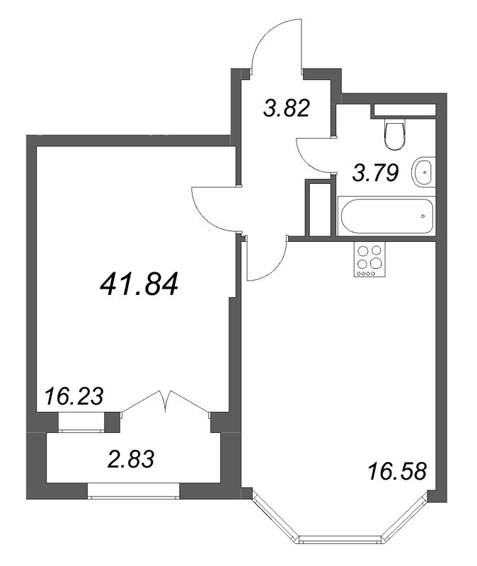 2 ккв (Евро) 41,8 м²