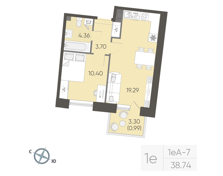 2 ккв (Евро) 38,7 м²