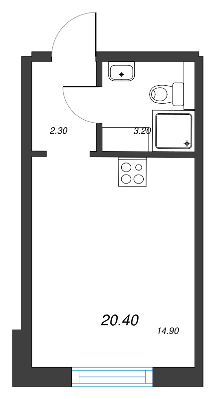 Студия 20,4 м²