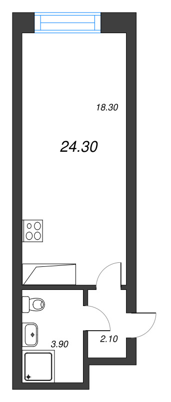 Студия 24,3 м²