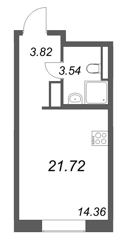 Студия 21,7 м²