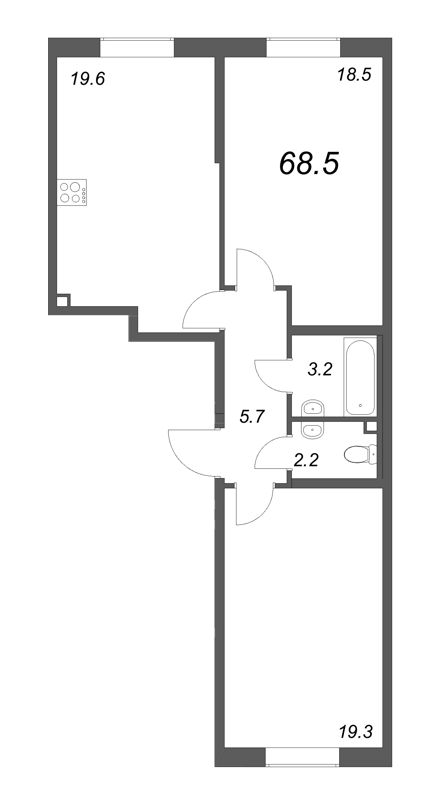 3 ккв (Евро) 66,4 м²