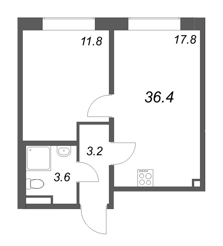 2 ккв (Евро) 36,4 м²