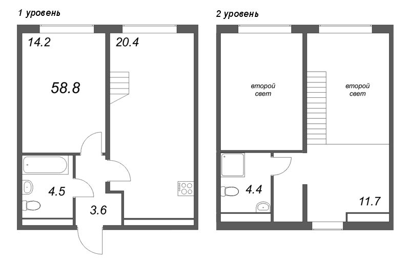3 ккв (Евро) 58,8 м²