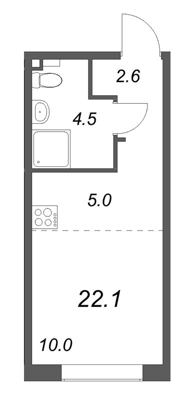 Студия 22,1 м²
