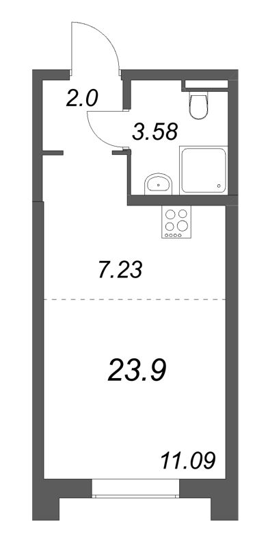 Студия 23,9 м²