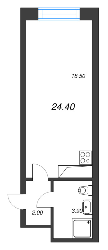 Студия 24,4 м²