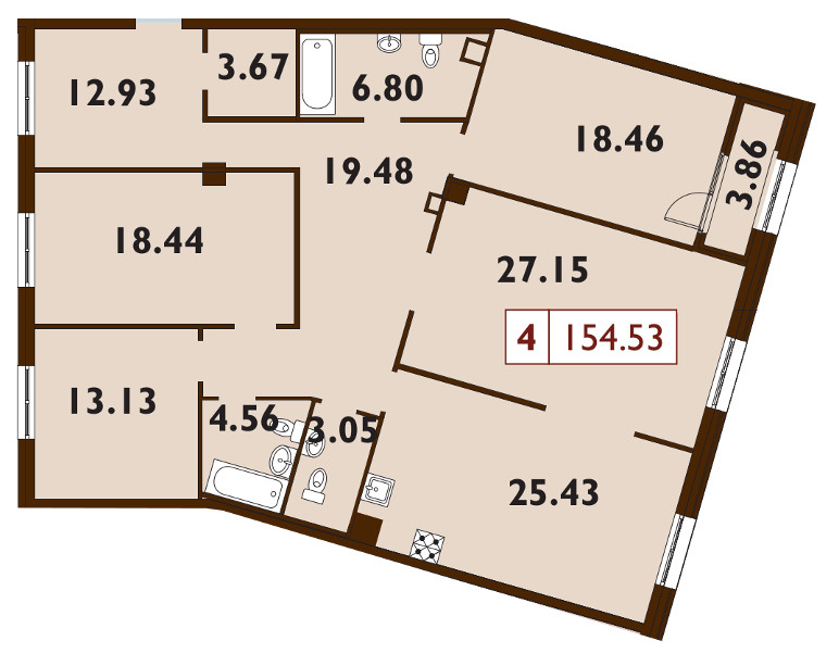 5 ккв (Евро) 154,8 м²