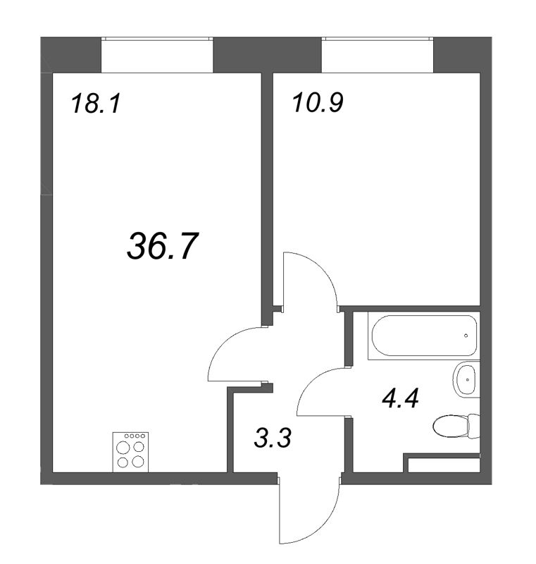 2 ккв (Евро) 36,7 м²